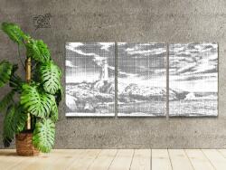 PontPöttyöző - Tengerparti világítótorony (3 db-os készlet) Méret: 40x60cm (3db), Keretezés: Keret nélkül (csak a vászon), Szín: Kék