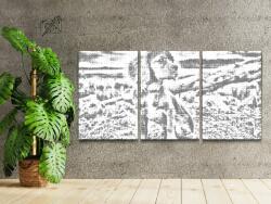  PontPöttyöző - Kiskutya a vadonban (3 db-os készlet) Méret: 40x60cm (3db), Keretezés: Keret nélkül (csak a vászon), Szín: Kék