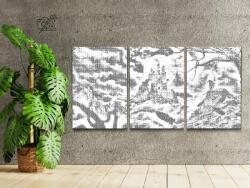 PontPöttyöző - Kastély a felhőkben (3 db-os készlet) Méret: 40x60cm (3db), Keretezés: Keret nélkül (csak a vászon), Szín: Fekete