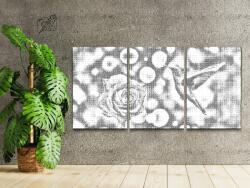 PontPöttyöző - Kolibri és rózsa (3 db-os készlet) Méret: 30x40cm (3db), Keretezés: Keret nélkül (csak a vászon), Szín: Fekete