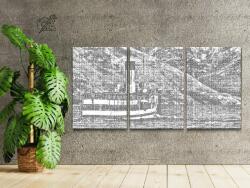  PontPöttyöző - Gőzhajó (3 db-os készlet) Méret: 30x40cm (3db), Keretezés: Keret nélkül (csak a vászon), Szín: Piros