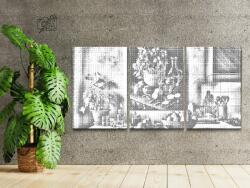  PontPöttyöző - Konyha (3 db-os készlet) Méret: 40x60cm (3db), Keretezés: Keret nélkül (csak a vászon), Szín: Fekete