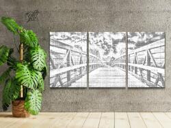  PontPöttyöző - Híd a folyó felett (3 db-os készlet) Méret: 40x60cm (3db), Keretezés: Keret nélkül (csak a vászon), Szín: Fekete