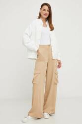 Answear Lab nadrág női, barna, magas derekú széles - barna XL