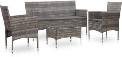 vidaXL 4 részes szürke polyrattan párnákkal 45890
