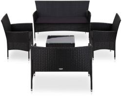 vidaXL 5 részes fekete polyrattan párnákkal 45895