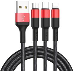 hoco. USB töltőkábel - Lightning / USB Type-C / MicroUSB HOCO X26 Xpress, 1 m, fekete piros