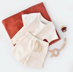 BabyCosy Set tricou cu panataloni scurti - 100% bumbac organic - Ecru, Baby Cosy (BC-CSYW1020-18)