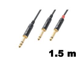 PD CONNEX CX76-1, 5 sztereo jelkábel (6, 3 mm Jack - 2×6, 3 mm Jack) - (1, 5 m) (177042)