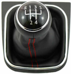 VW váltógomb váltószoknya szett piros varrás Golf Jetta - 5 sebesség (FX-07-5G)
