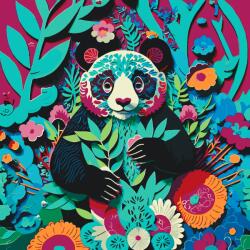  Festés számok szerint - Boldog panda Méret: 50x50cm, Keretezés: Keret nélkül (csak a vászon)