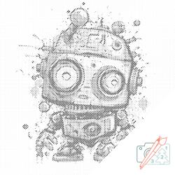  PontPöttyöző - Aranyos robot Méret: 50x50cm, Keretezés: Keret nélkül (csak a vászon), Szín: Fekete