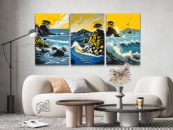 Festés számok szerint - Tengeri hullámok (3 db-os készlet) Méret: 40x60cm (3db), Keretezés: Keret nélkül (csak a vászon)