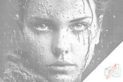  PontPöttyöző - Nő festékkel az arcán Méret: 40x60cm, Keretezés: Keret nélkül (csak a vászon), Szín: Piros