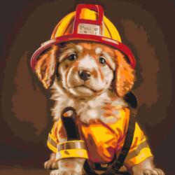  Festés számok szerint - Tűzoltó kutyája Méret: 50x50cm, Keretezés: Keret nélkül (csak a vászon)
