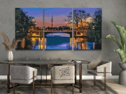  Festés számok szerint - Hamburg naplementében (3 db-os készlet) Méret: 30x40cm (3db), Keretezés: Keret nélkül (csak a vászon)