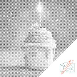  PontPöttyöző - Az első születésnap Méret: 50x50cm, Keretezés: Keret nélkül (csak a vászon), Szín: Kék