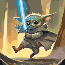  Festés számok szerint - Bébi Yoda Méret: 50x50cm, Keretezés: Keret nélkül (csak a vászon)