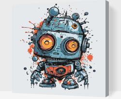  Festés számok szerint - Aranyos robot Méret: 50x50cm, Keretezés: Keret nélkül (csak a vászon)