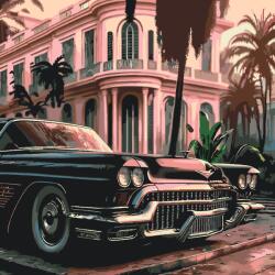 Festés számok szerint - Cadillac Méret: 50x50cm, Keretezés: Keret nélkül (csak a vászon)