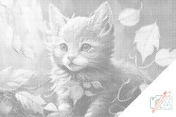  PontPöttyöző - Cica levelekkel Méret: 40x60cm, Keretezés: Keret nélkül (csak a vászon), Szín: Zöld