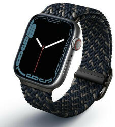 UNIQ Apple Watch 4/5/6/7/SE, okosóra szíj, kék, fonott, 42/44/45mm, UNIQ