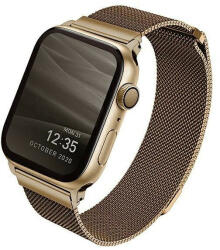 UNIQ Apple Watch 4/5/6/7/SE, okosóra szíj, fém, arany, 42/44/45mm, UNIQ