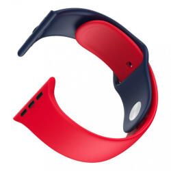 Dotfes Apple Watch okosóra szilikon szíj, 42/44mm, M/L méret, sötétkék + piros, Dotfes S03 - bluedigital