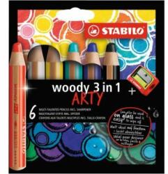 STABILO woody 3 in1 6 piese creioane cu răzătoare `ARTY&#39