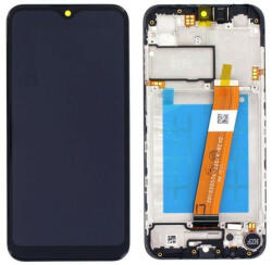Samsung A015 Galaxy A01 fekete gyári LCD+érintőpanel kerettel (keskeny kábeles) - bluedigital