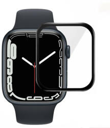 Apple 7 üvegfólia fekete kerettel, PMMA, edzett, teljes felületen feltapad, 41mm, Full Glue