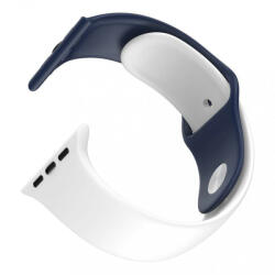 Dotfes Apple Watch okosóra szilikon szíj, 42/44mm, M/L méret, fehér + sötétkék, Dotfes S03 - bluedigital
