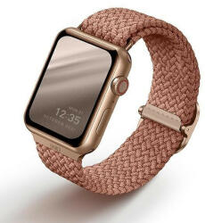 UNIQ Apple Watch 4/5/6/7/SE, okosóra szíj, rózsaszín, fonott, 42/44/45mm, UNIQ