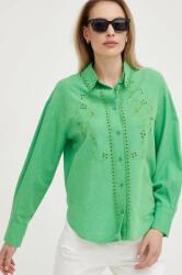 ANSWEAR cămașă de in culoarea verde, cu guler clasic, relaxed BMYX-KDD00K_77X