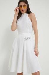 Moschino rochie din amestec de in culoarea alb, mini, evazati PPYX-SUD0EL_00X