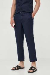 Benetton pantaloni din in culoarea albastru marin, drept PPYX-SJM0B5_59X