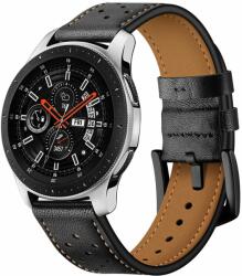 Huawei Watch 4 / Watch 4 Pro okosóra szíj - TECH-PROTECT Leather fekete bőr szíj (22 mm szíj szélesség)