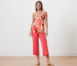 Tchibo Női 7/8-os pizsama, korall/mintás Többszínű, nyomott mintás top Piros nadrág S 36/38
