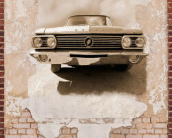  Befalazott autóipari emlék - Oldtimer Buick a falban bézs barna és vörös tónus falpanel (39243-1)