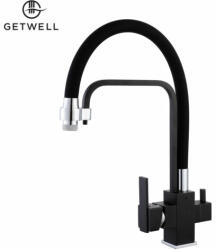 Getwell Pelikan-RR, 3 utas, kihúzható zuhanyfejes Konyhai Csap Víztisztítókhoz Fekete színben (GW238B)