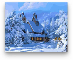 Számfestő Házikó a havas tájban - számfestő készlet (crea234)