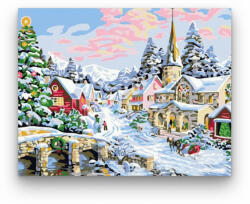  Téli havas kisfalu - számfestő készlet