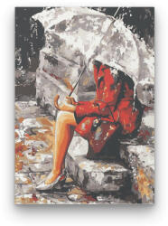  Magányos Nő az Esőben - számfestő készlet