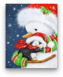  Kispingvin a hóemberrel - számfestő készlet