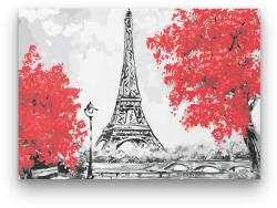 Számfestő Eiffel Torony a Vörös Fák Mellett - számfestő készlet (R-076)