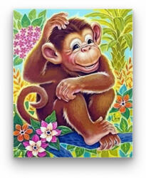  Gondolkodó kismajom - számfestő készlet