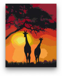 Számfestő Zsiráfok a Naplementében - számfestő készlet (ujszam060)