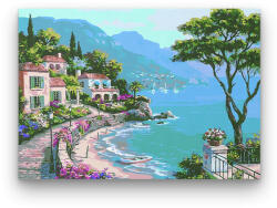 Számfestő Mediterrán tengerparti falu - számfestő készlet (GX6919)