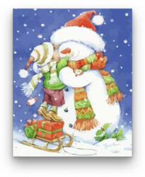  Karácsonyi hóember ölelés - számfestő készlet