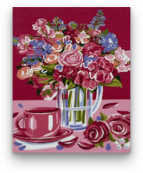 Számfestő Rózsaszín teázás - előszínezett számfestő készlet (30x40cm) (R43115-128-3)